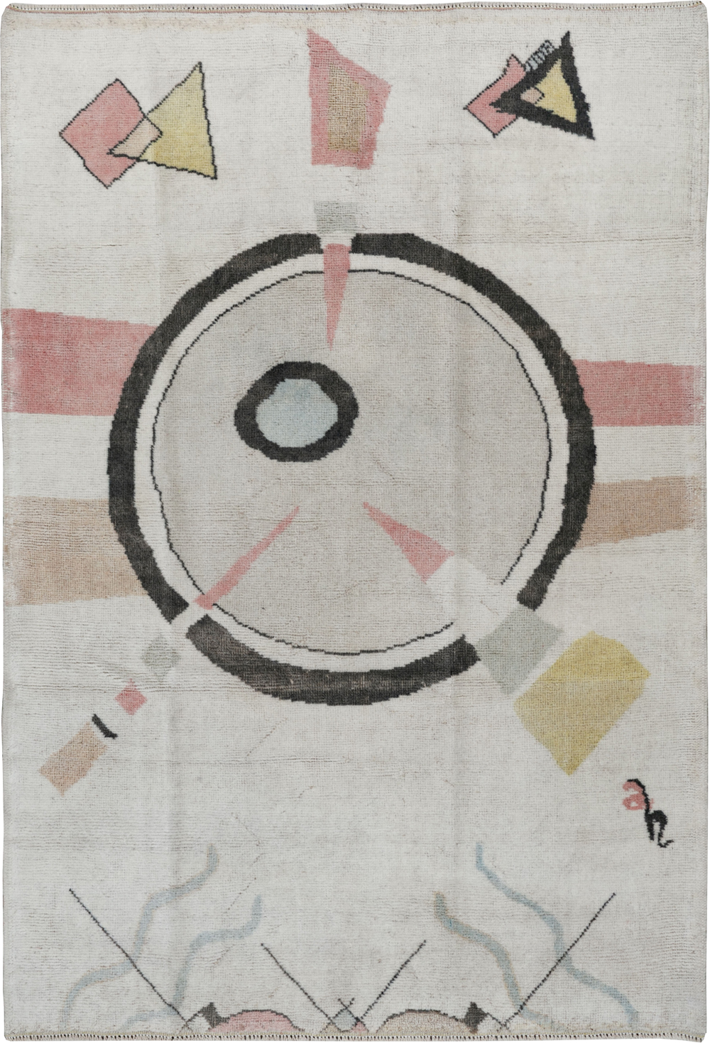 Vintage Turkish Art Deco Throw Rug, No.33661 - Galerie Shabab