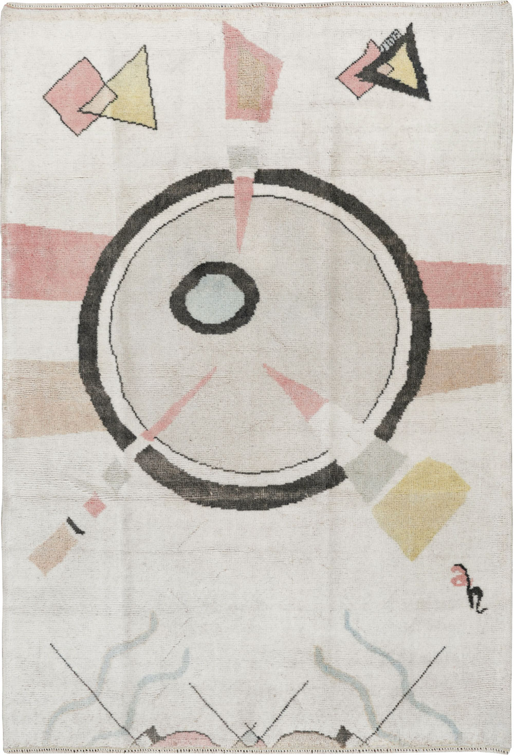 Vintage Turkish Art Deco Throw Rug, No.33661 - Galerie Shabab