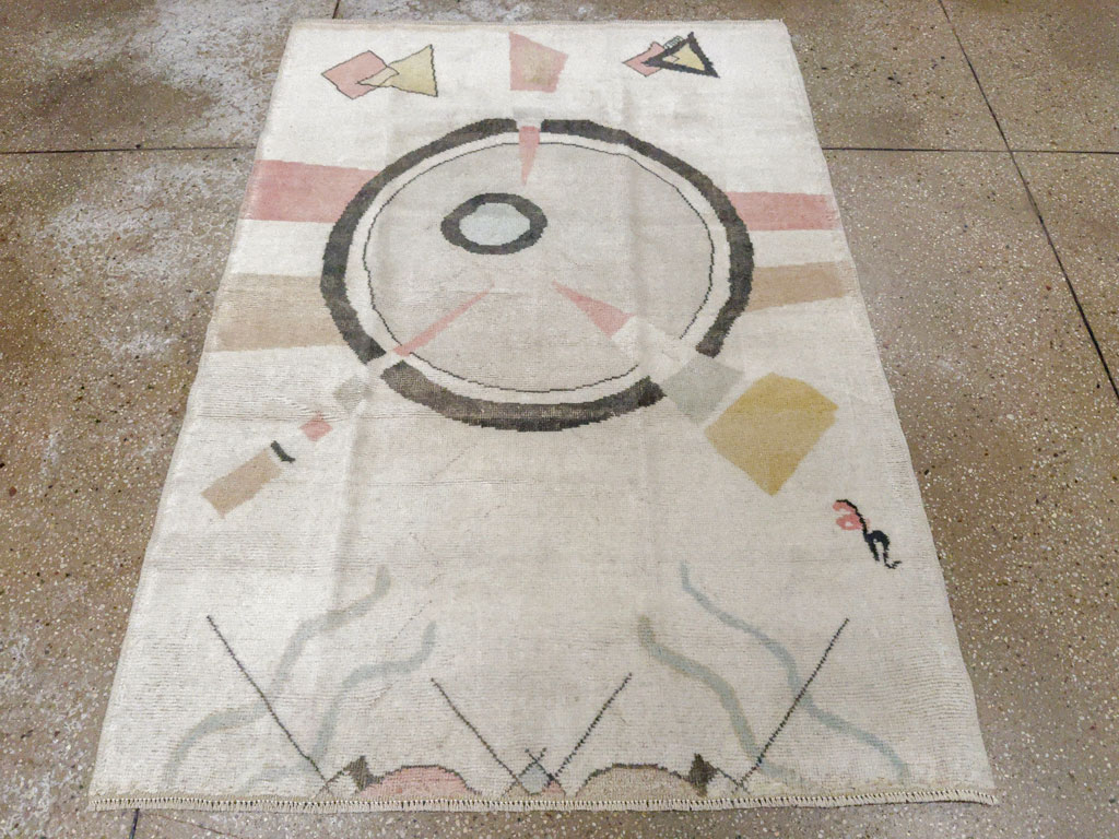 Vintage Turkish Art Deco Throw Rug, No.33661 - Galerie Shabab