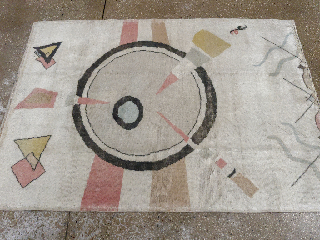 Vintage Turkish Art Deco Throw Rug, No.33661 - Galerie Shabab