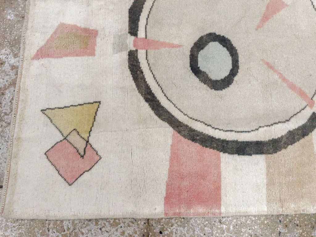 Vintage Turkish Art Deco Throw Rug, No.33661 - Galerie Shabab
