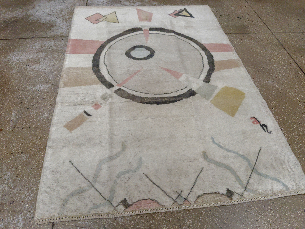 Vintage Turkish Art Deco Throw Rug, No.33661 - Galerie Shabab