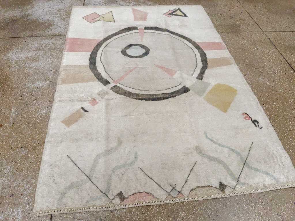Vintage Turkish Art Deco Throw Rug, No.33661 - Galerie Shabab