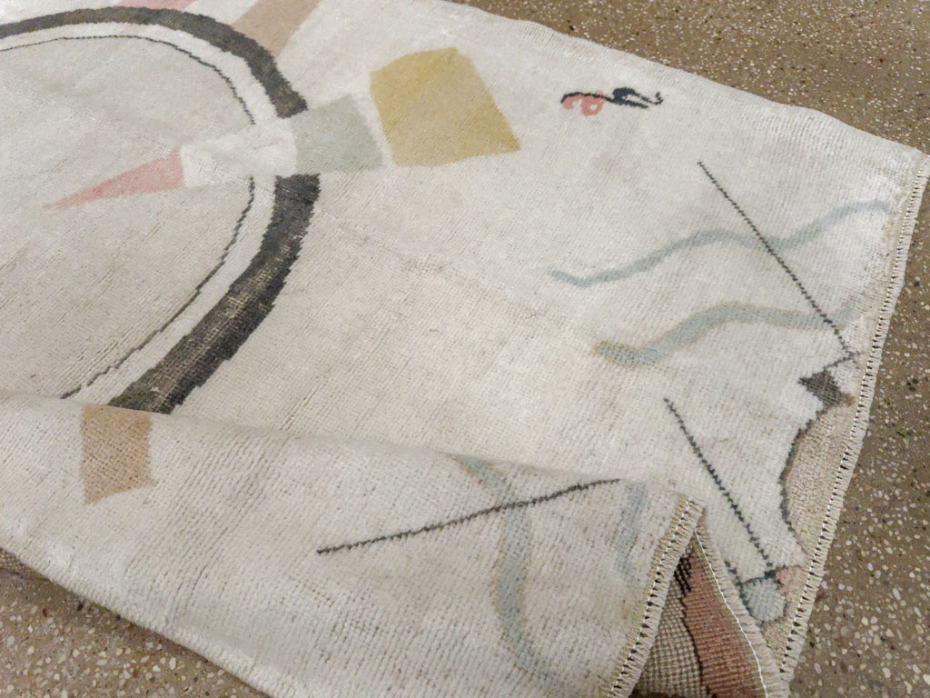 Vintage Turkish Art Deco Throw Rug, No.33661 - Galerie Shabab