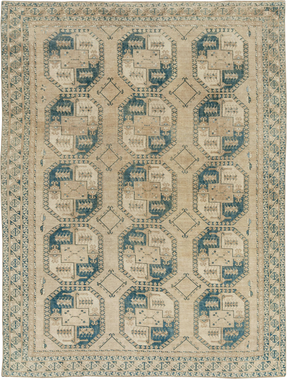 Vintage Central Asian Turkoman Room Size Carpet, No.33666 - Galerie Shabab