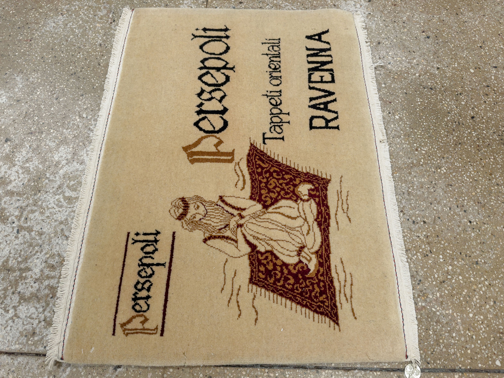 Vintage Persian Kashan Pictorial Rug (Pair: 1 of 2), No.33667 - Galerie Shabab