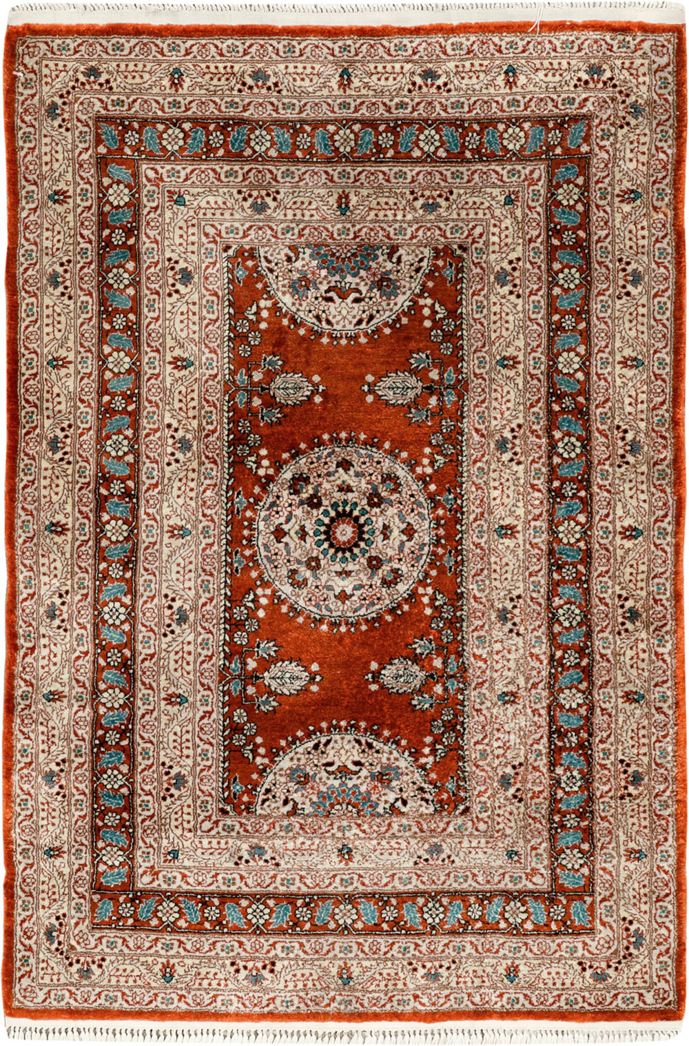 Vintage Chinese Silk Throw Rug In The Tabriz Style, No.33674 - Galerie Shabab