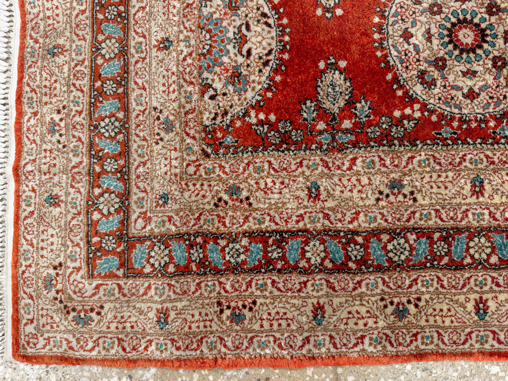 Vintage Chinese Silk Throw Rug In The Tabriz Style, No.33674 - Galerie Shabab