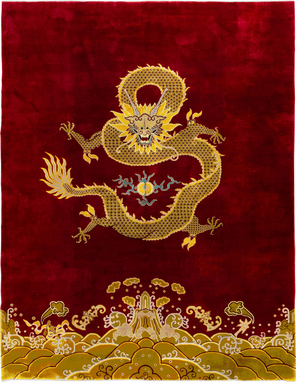 Vintage Chinese Dragon Art Deco Room Size Carpet, No.33714 - Galerie Shabab