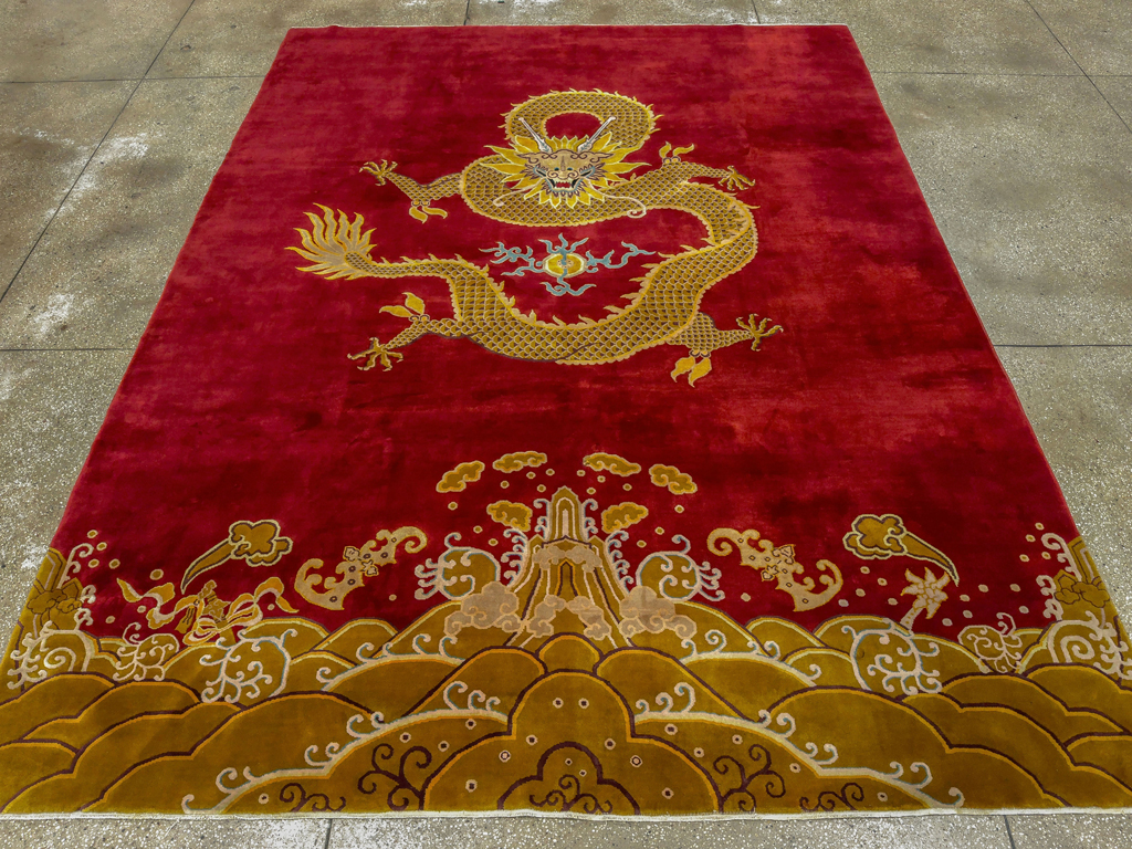 Vintage Chinese Art Deco Room Size Carpet, No.33714 - Galerie Shabab