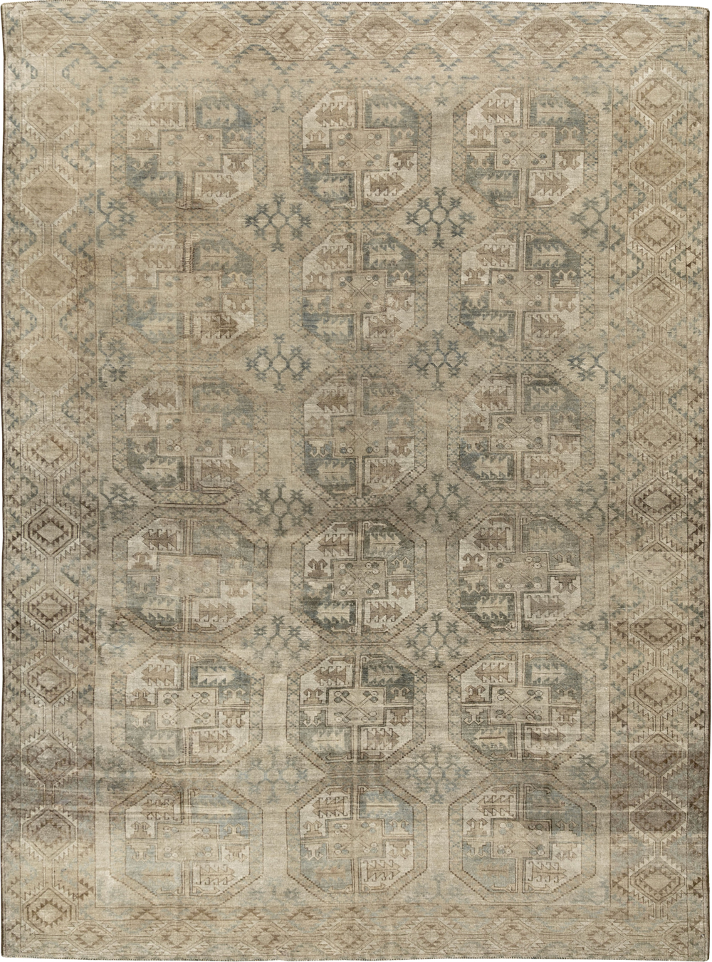 Vintage Central Asian Turkoman Room Size Carpet, No.33724 - Galerie Shabab