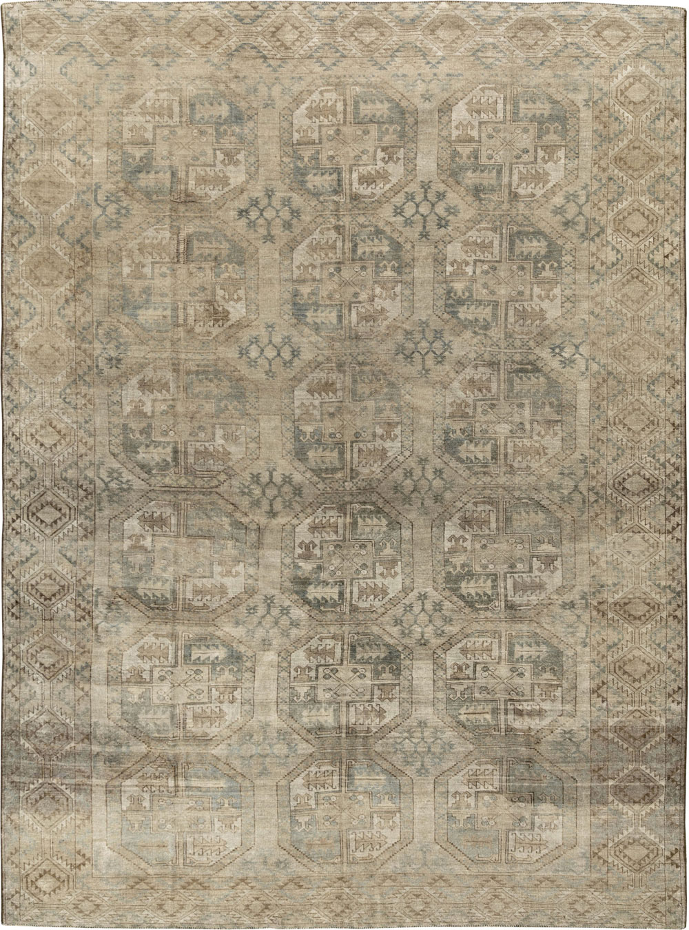 Vintage Central Asian Turkoman Room Size Carpet, No.33724 - Galerie Shabab