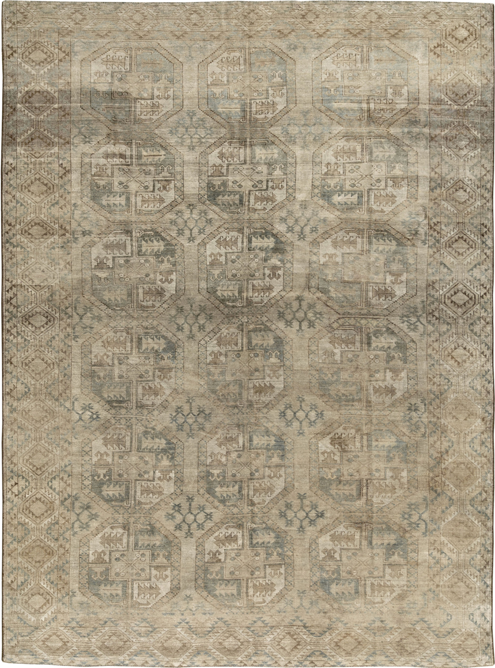Vintage Central Asian Turkoman Room Size Carpet, No.33724 - Galerie Shabab