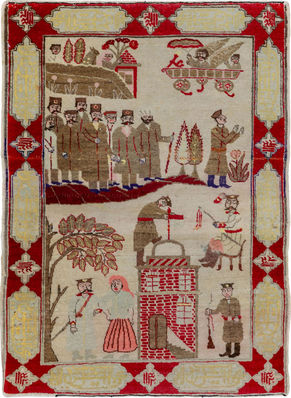 Antique Persian Tabriz Pictorial Rug, No.33733 - Galerie Shabab