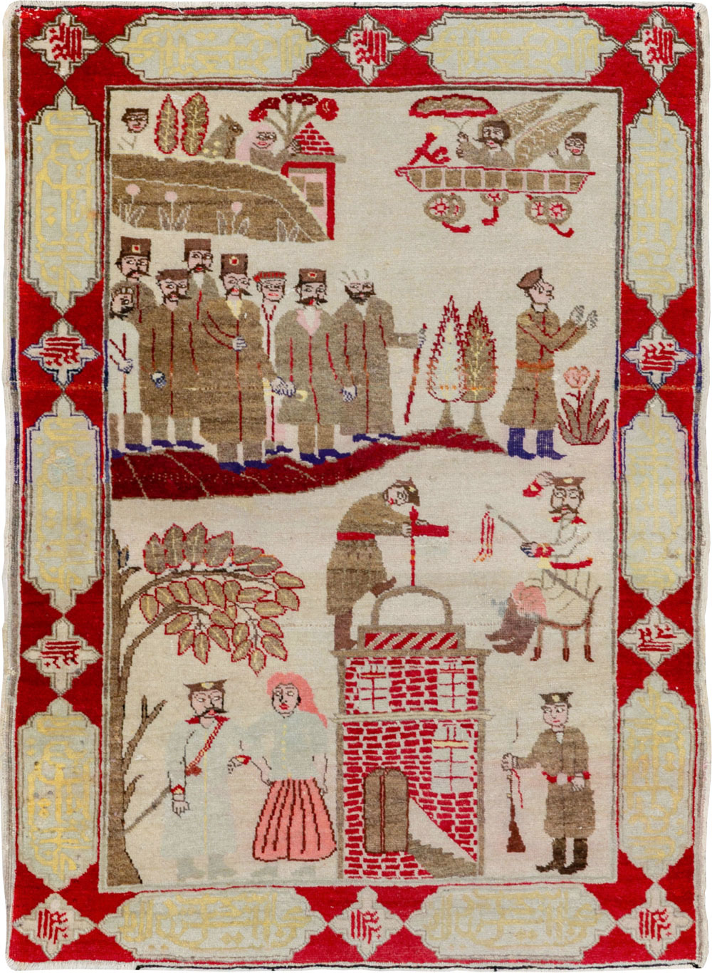 Antique Persian Tabriz Pictorial Rug, No.33733 - Galerie Shabab