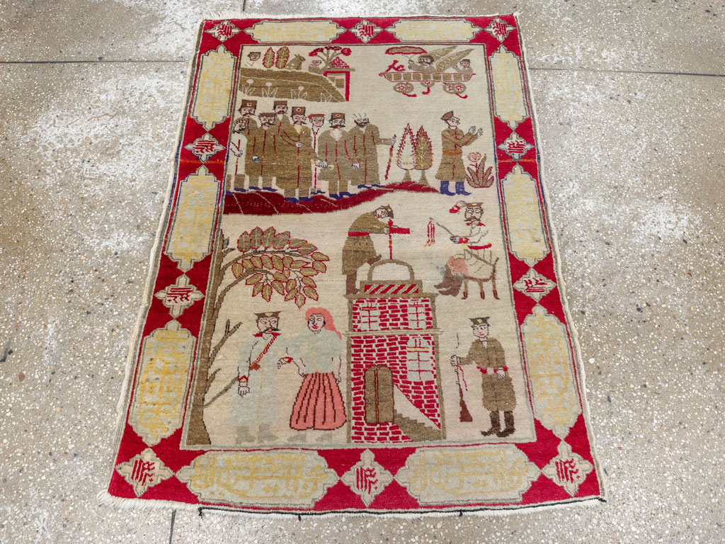 Antique Persian Tabriz Pictorial Rug, No.33733 - Galerie Shabab