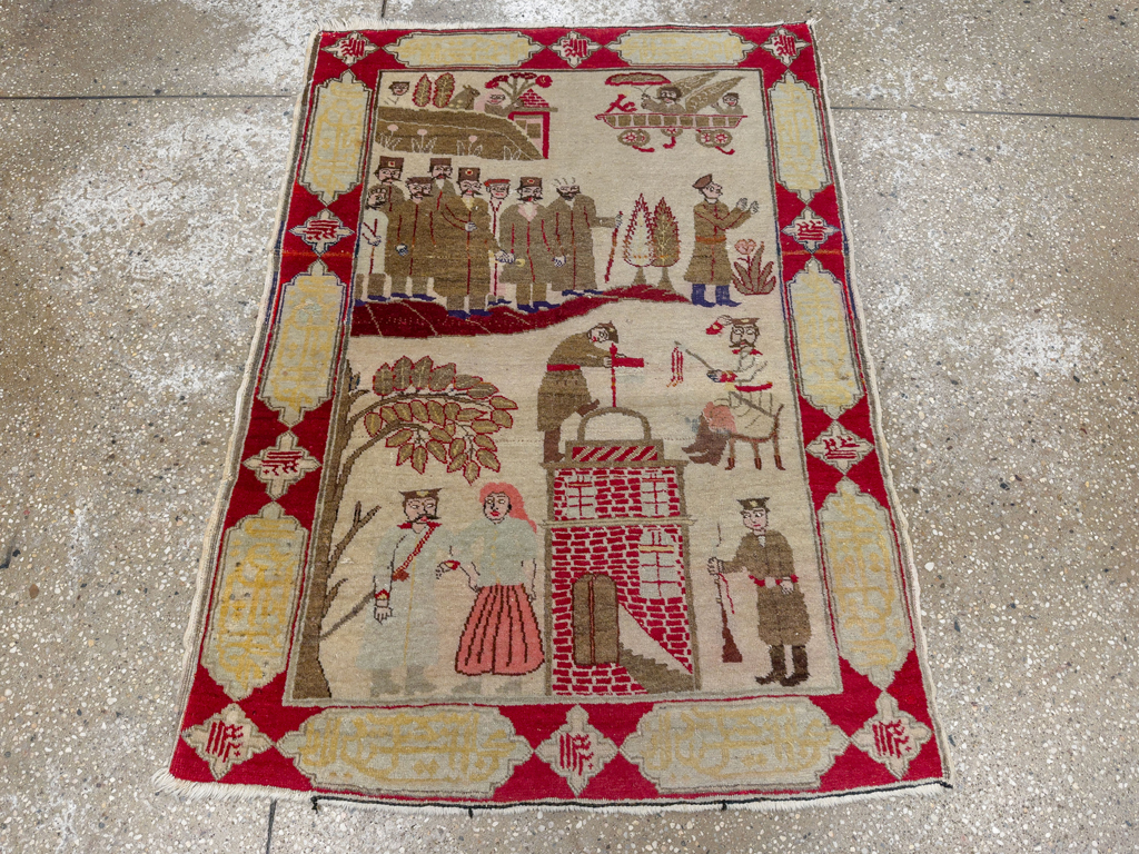 Antique Persian Tabriz Pictorial Rug, No.33733 - Galerie Shabab