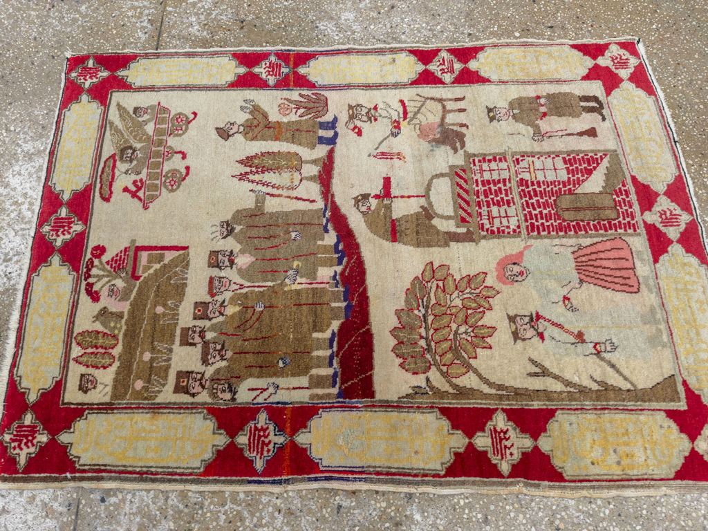 Antique Persian Tabriz Pictorial Rug, No.33733 - Galerie Shabab