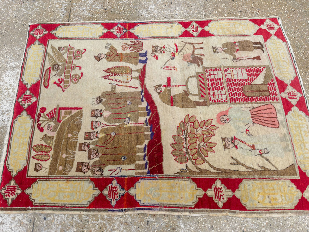 Antique Persian Tabriz Pictorial Rug, No.33733 - Galerie Shabab