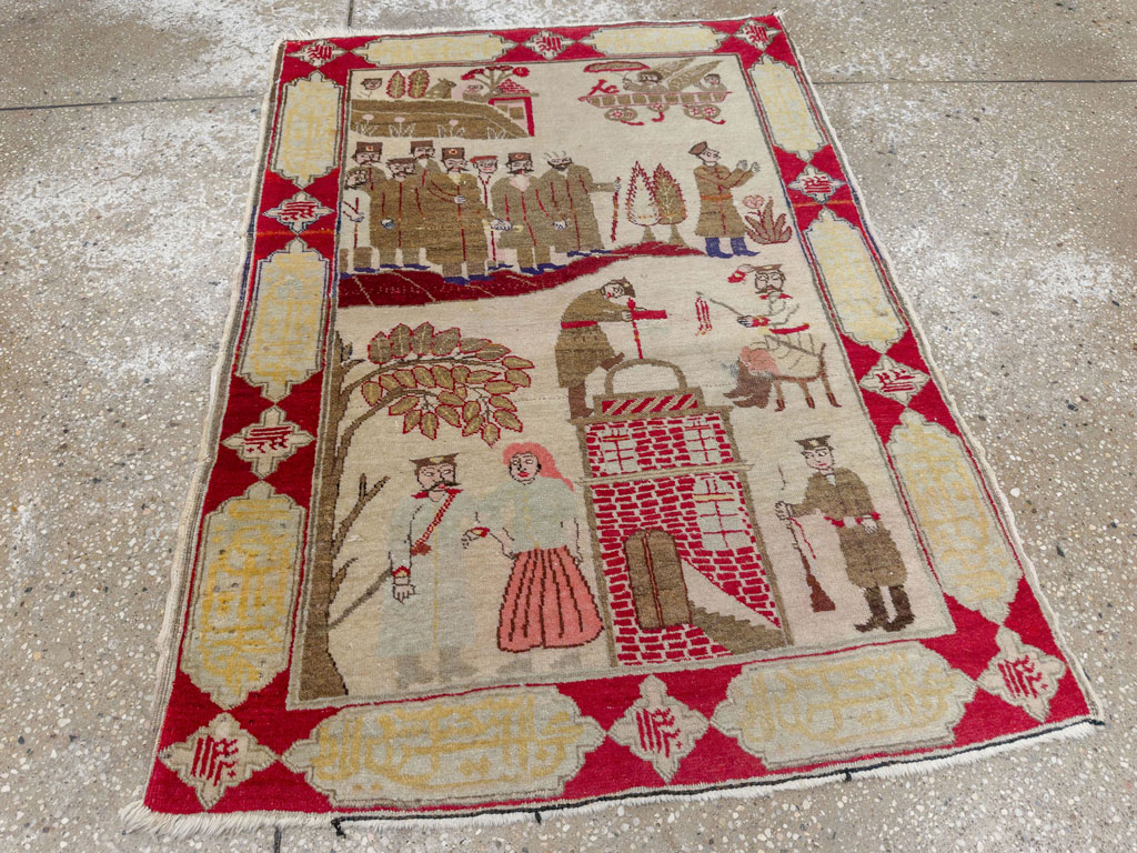 Antique Persian Tabriz Pictorial Rug, No.33733 - Galerie Shabab