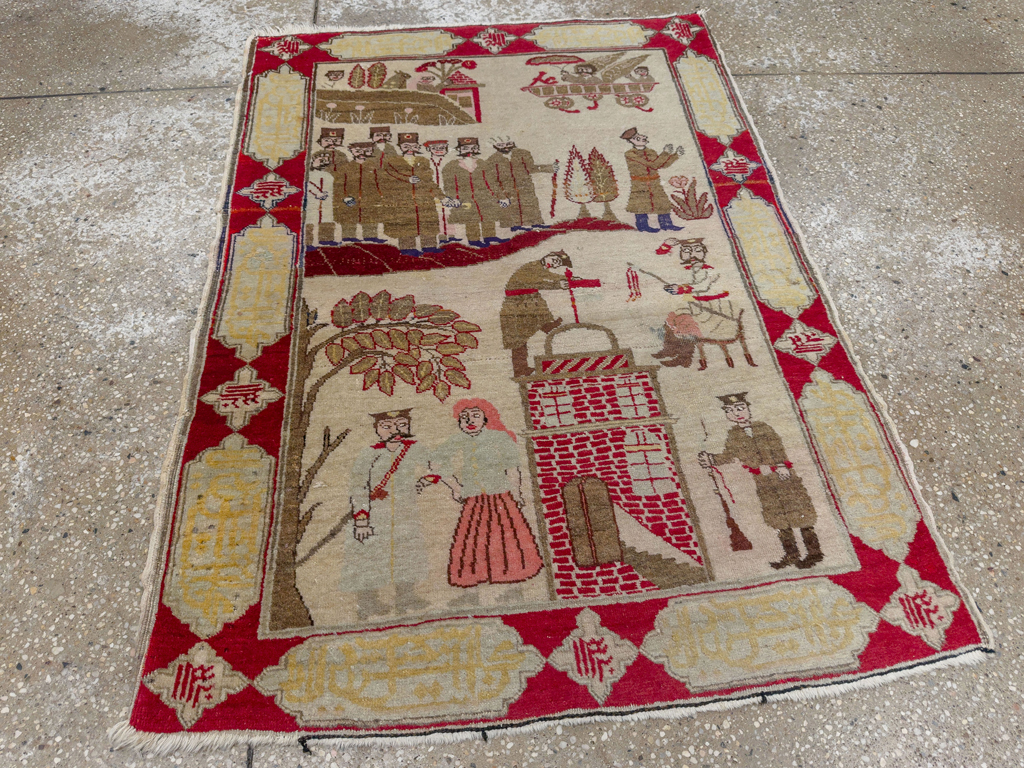 Antique Persian Tabriz Pictorial Rug, No.33733 - Galerie Shabab