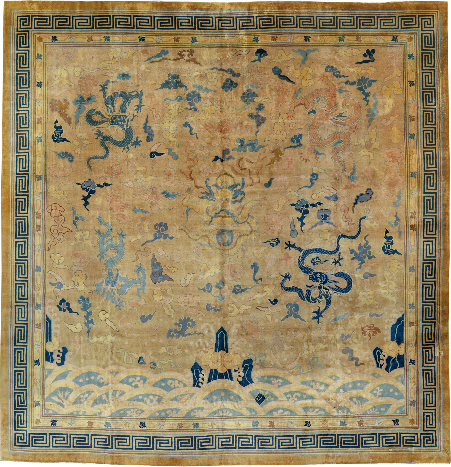 Antique Pictorial Indo-Chinese Peking Style Square Carpet, No.33749 - Galerie Shabab