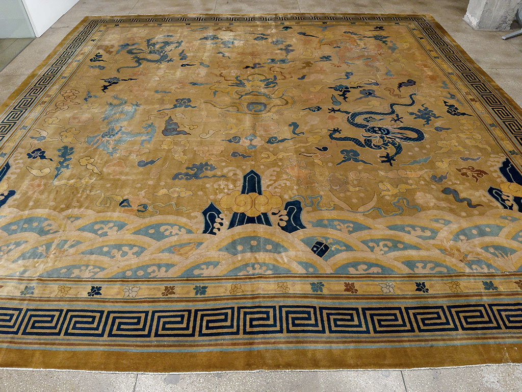 Antique Pictorial Indo-Chinese Peking Style Square Carpet, No.33749 - Galerie Shabab