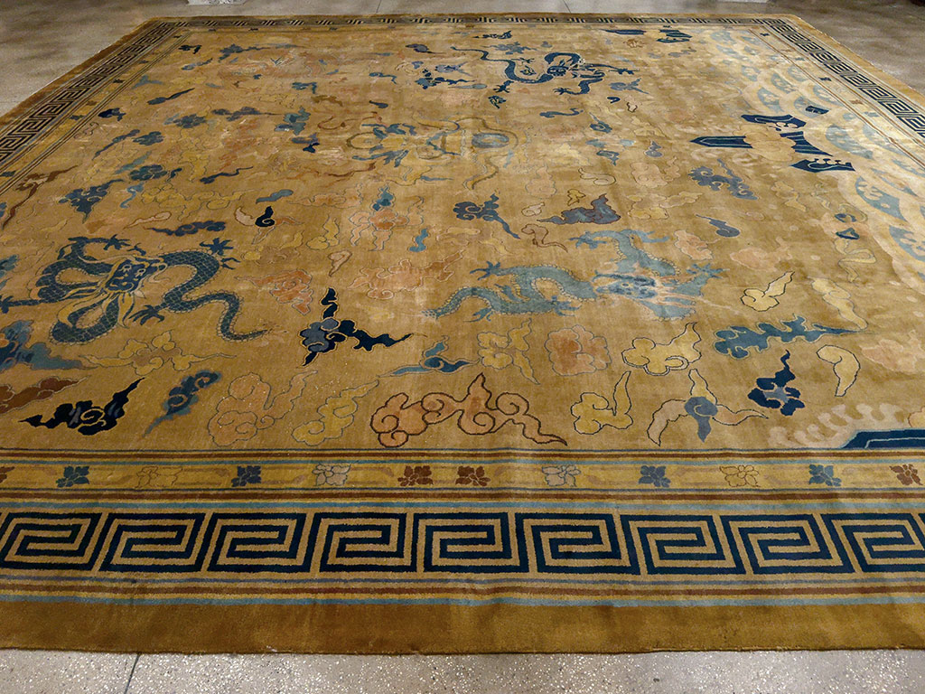 Antique Pictorial Indo-Chinese Peking Style Square Carpet, No.33749 - Galerie Shabab