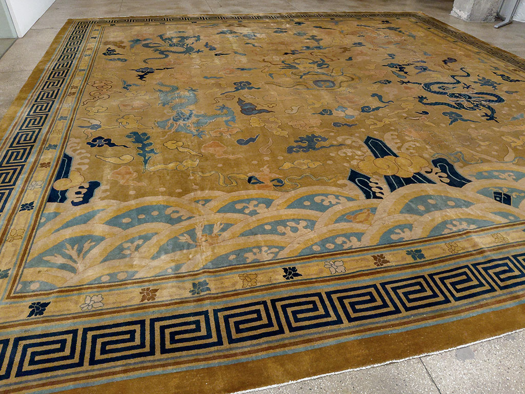 Antique Pictorial Indo-Chinese Peking Style Square Carpet, No.33749 - Galerie Shabab