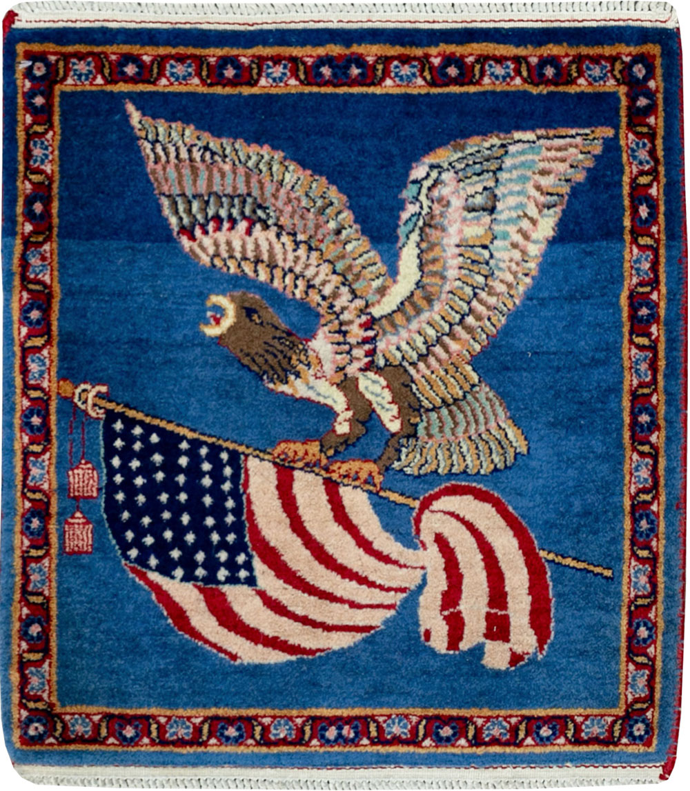 Modern Pakistan in Style of Kashan Pictorial Flag Rug, No.33784 - Galerie Shabab