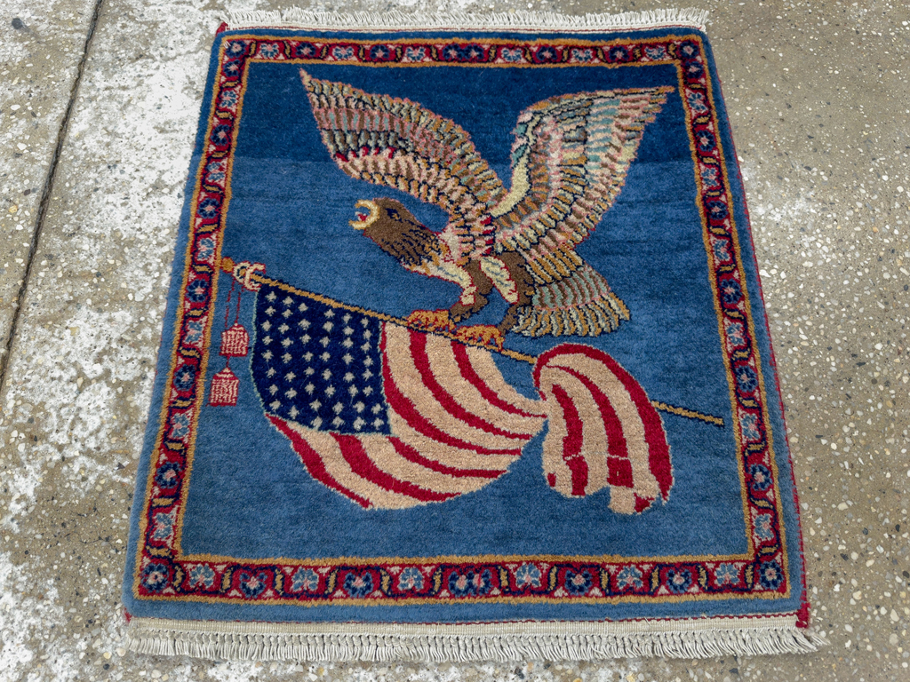 Modern Pakistan in Style of Kashan Pictorial Flag Rug, No.33784 - Galerie Shabab