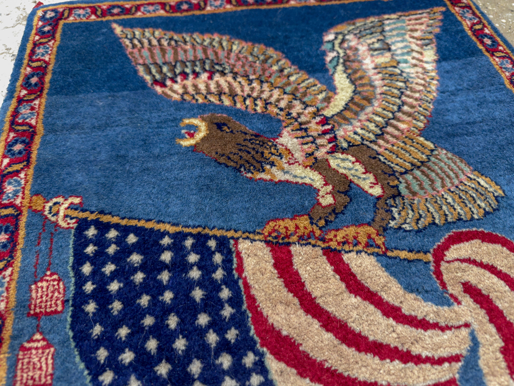 Modern Pakistan in Style of Kashan Pictorial Flag Rug, No.33784 - Galerie Shabab