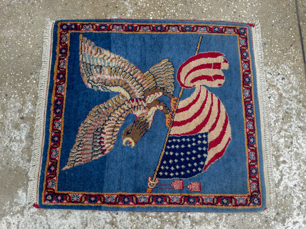 Modern Pakistan in Style of Kashan Pictorial Flag Rug, No.33784 - Galerie Shabab