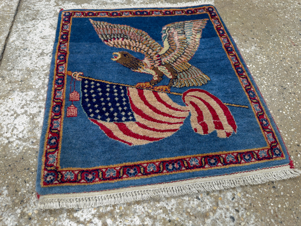 Modern Pakistan in Style of Kashan Pictorial Flag Rug, No.33784 - Galerie Shabab