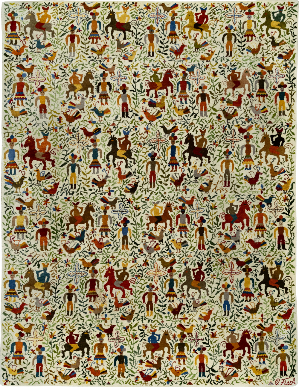 Mid-20th Century Pictorial Carpet: Caverna By Olga Fisch, No.33865 - Galerie Shabab