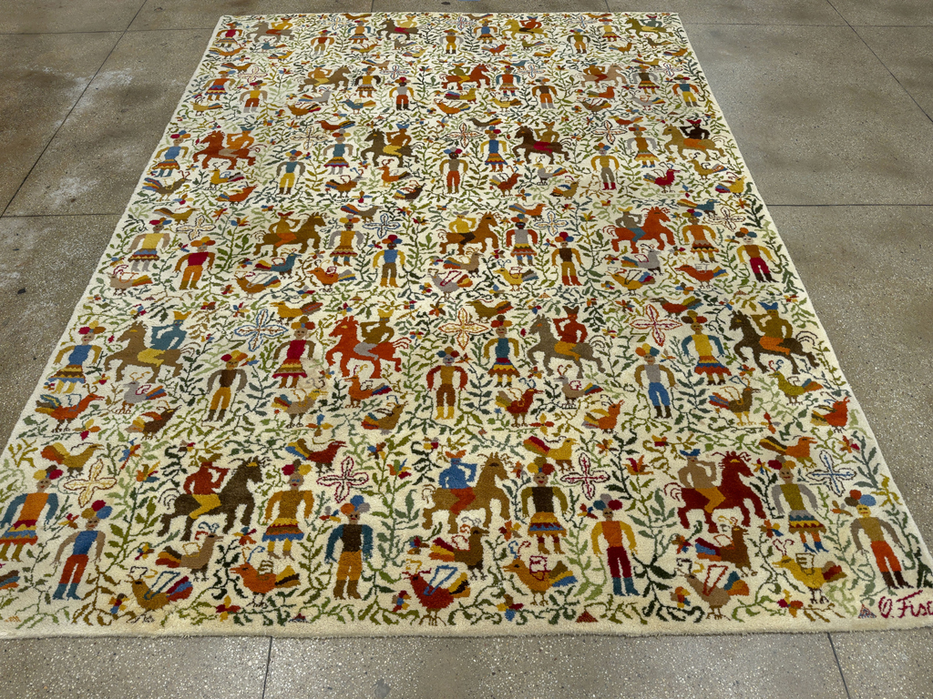 Mid-20th Century Pictorial Carpet: Caverna By Olga Fisch, No.33865 - Galerie Shabab