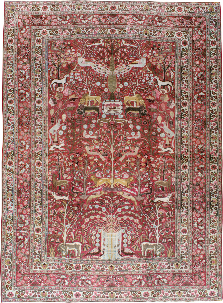 Antique Persian Mashad Pictorial Carpet, No.8006 - Galerie Shabab