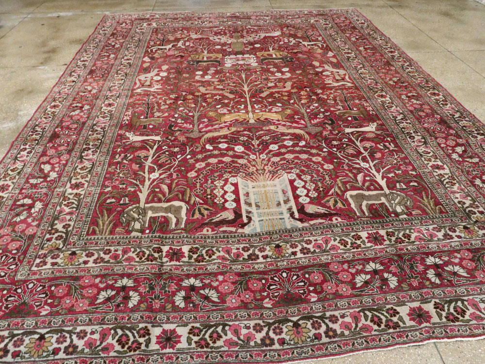 Antique Persian Mashad Pictorial Carpet, No.8006 - Galerie Shabab