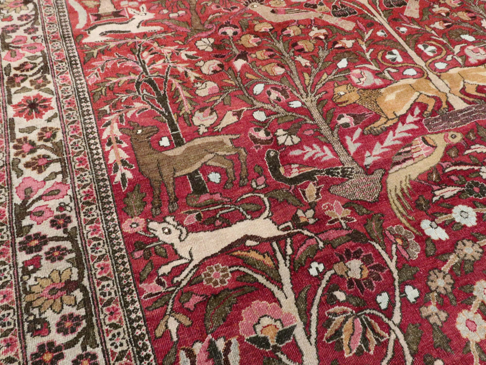 Antique Persian Mashad Pictorial Carpet, No.8006 - Galerie Shabab