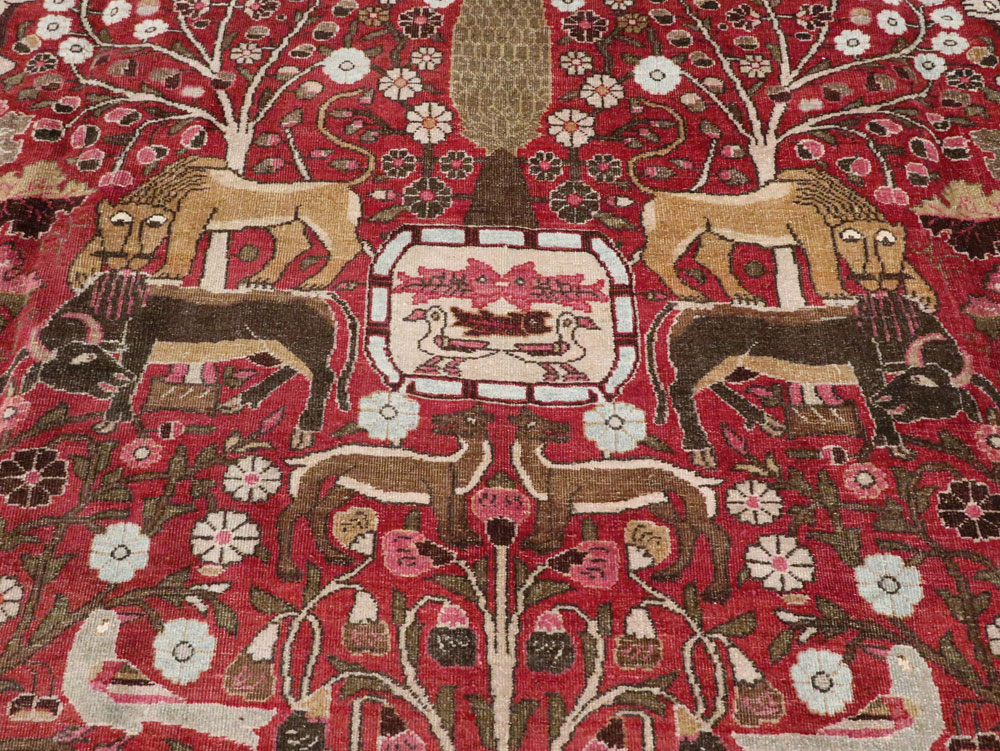 Antique Persian Mashad Pictorial Carpet, No.8006 - Galerie Shabab