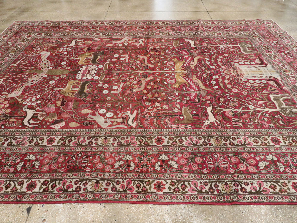 Antique Persian Mashad Pictorial Carpet, No.8006 - Galerie Shabab