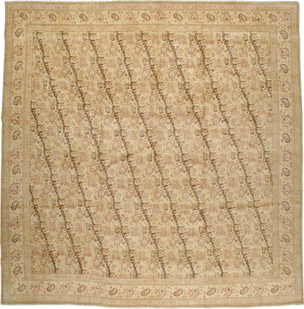 Antique Persian Tabriz Square Carpet, No.8048 - Galerie Shabab