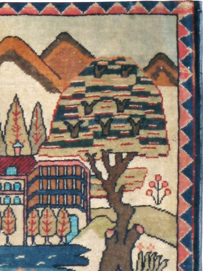 Antique Persian Kashan Pictorial Rug, No.8103 - Galerie Shabab