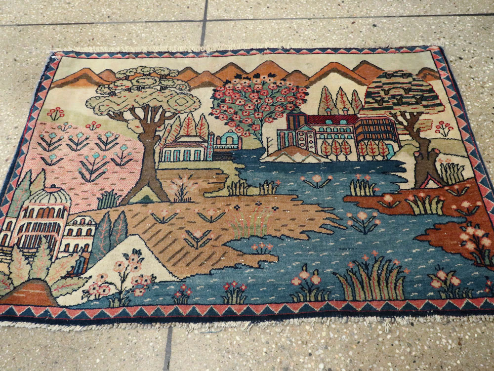 Antique Persian Kashan Pictorial Rug, No.8103 - Galerie Shabab