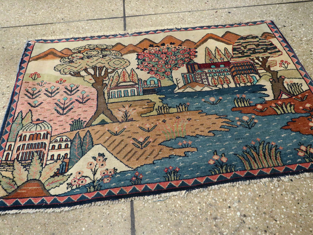 Antique Persian Kashan Pictorial Rug, No.8103 - Galerie Shabab