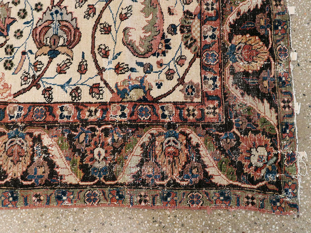 Antique Persian Tabriz Distressed Rug, No.8114 - Galerie Shabab