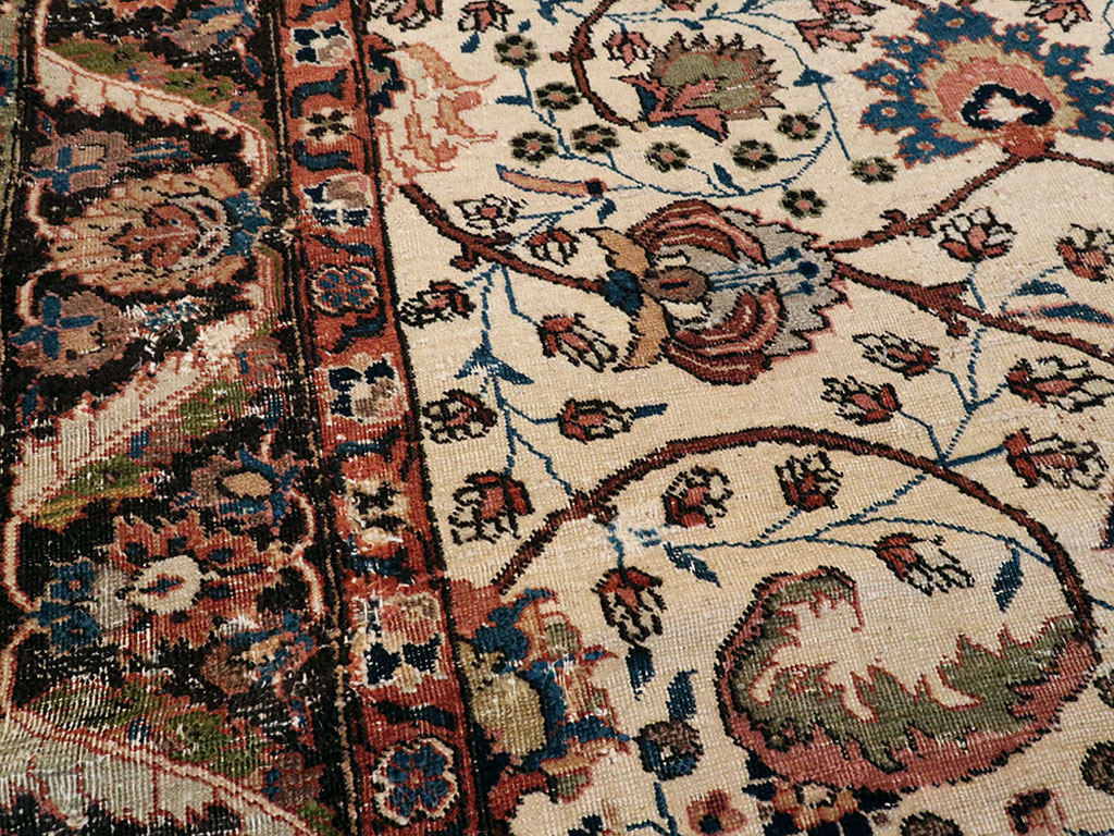 Antique Persian Tabriz Distressed Rug, No.8114 - Galerie Shabab