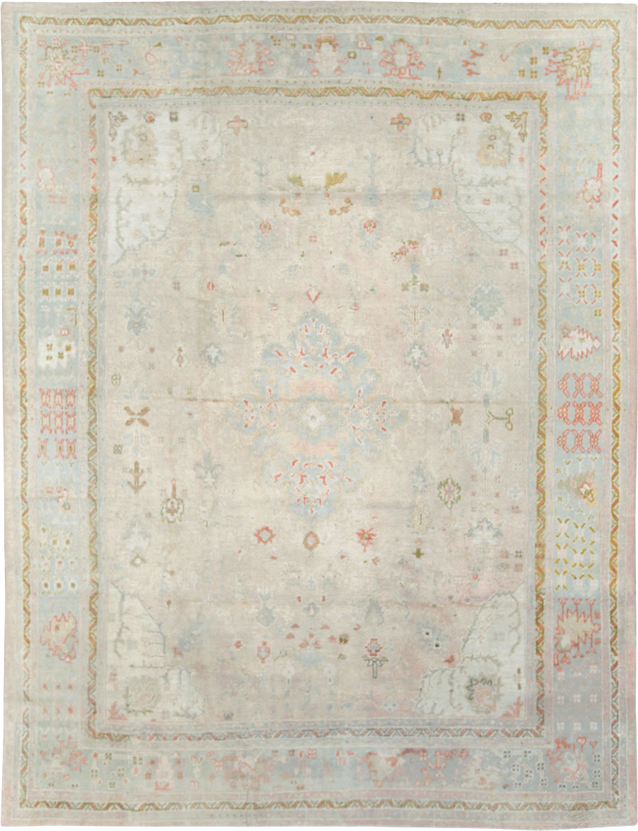 Antique Turkish Oushak Room Size Carpet, No.8192 - Galerie Shabab