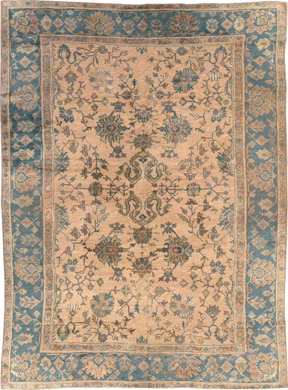 Vintage Turkish Oushak Room Size Carpet, No.8198 - Galerie Shabab