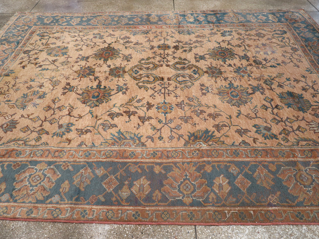 Vintage Turkish Oushak Room Size Carpet, No.8198 - Galerie Shabab